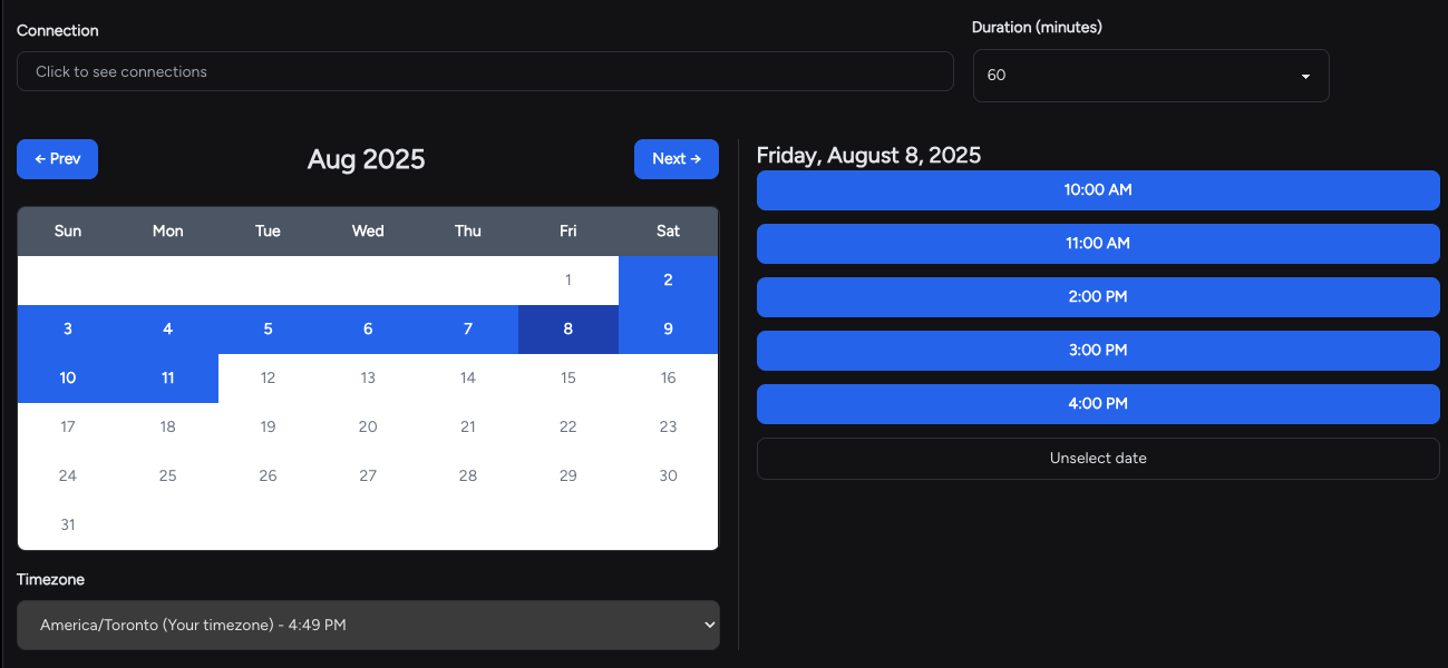 Calendar Scheduler configuration